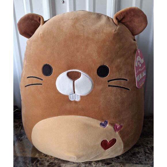 Squishmallows 18" Chip the Beaver Plush New w/ Tags with Hearts - Picture 1 of 5